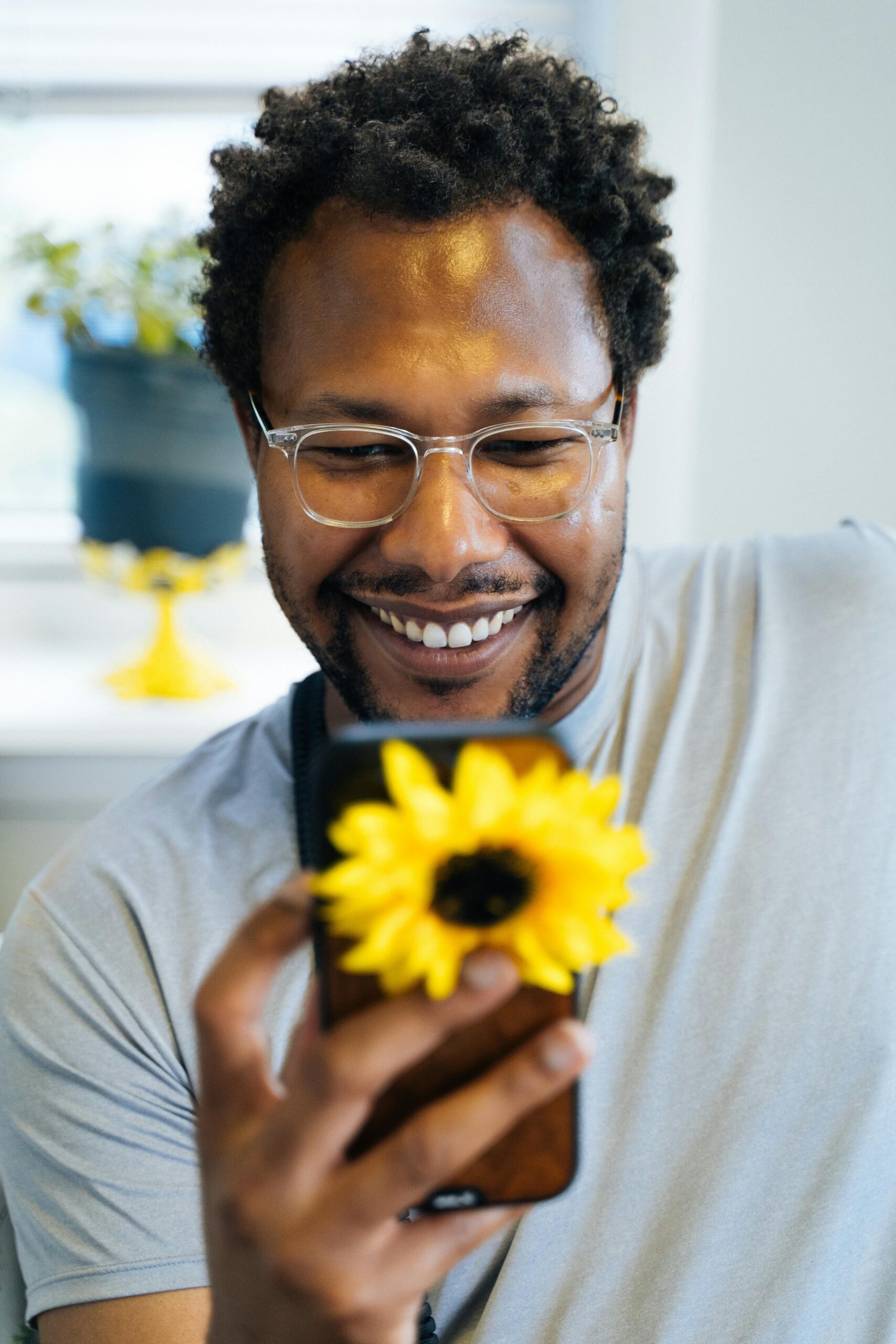 Free stock photo of big smile, cell phone, indoor
